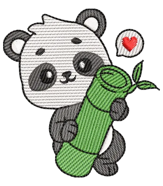 Matriz de Bordado Panda Segurando Bambu